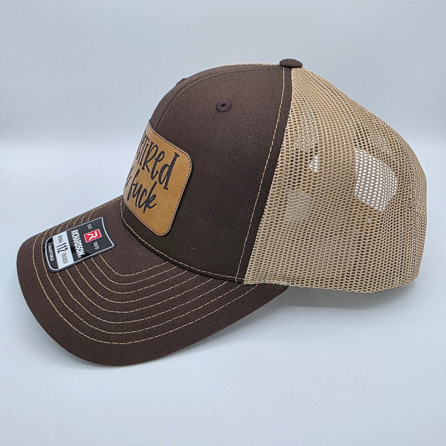 “Retired As F*” Leather Patch Hat – Richardson 112 Trucker Cap**