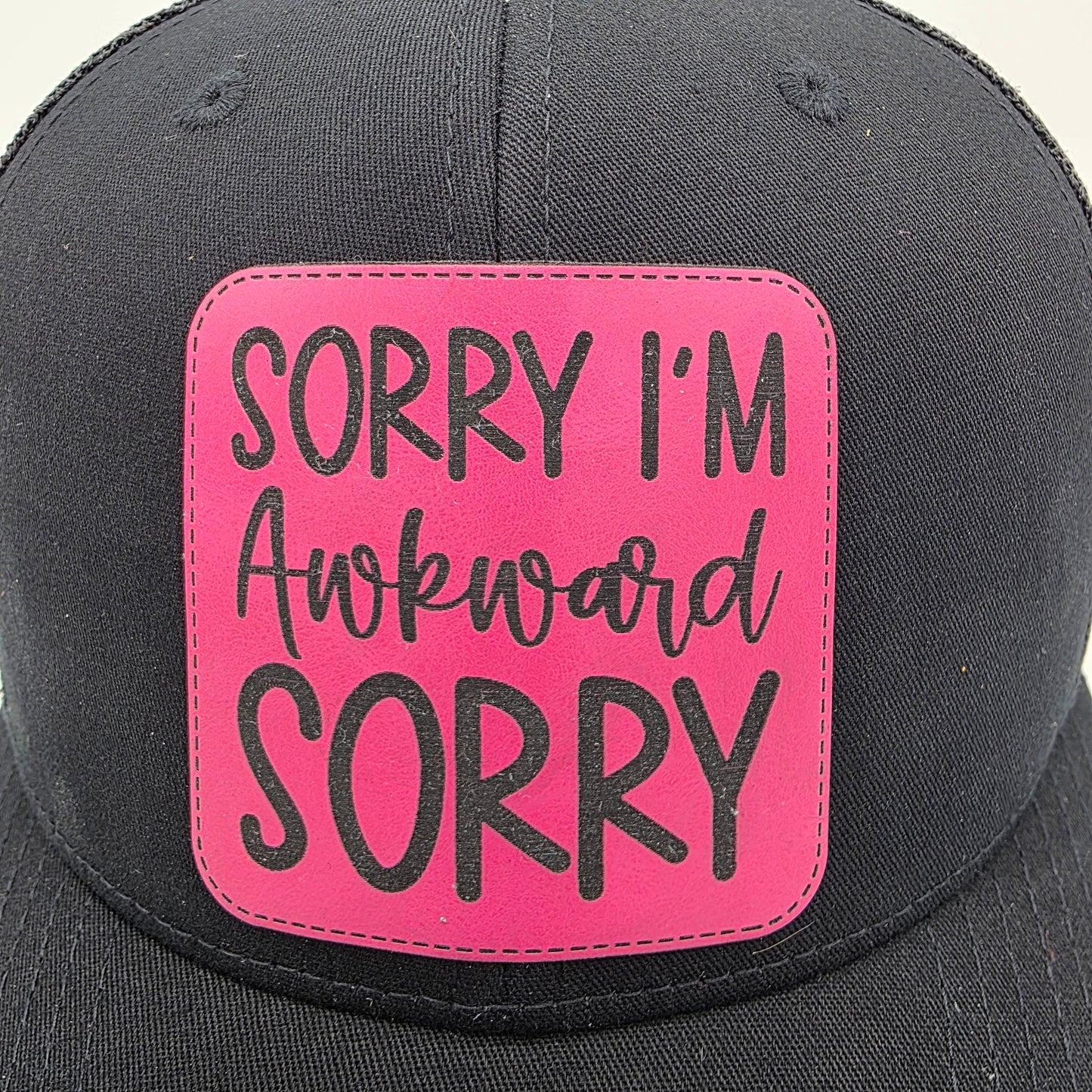“Sorry I’m Awkward, Sorry” Leather Patch Hat – Richardson 112 Trucker Cap