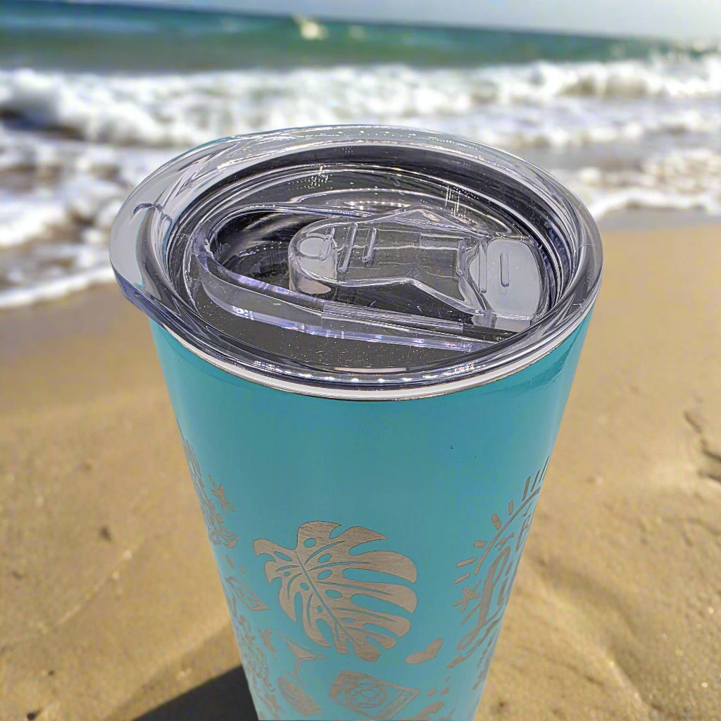 Blue Summer Fun Beach Vibes 20oz stainless steel laser engraved tumbler