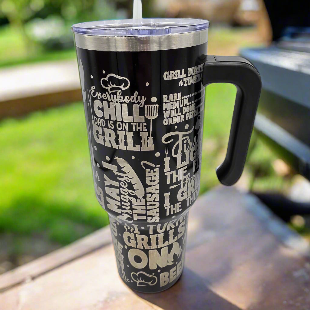 Funny Grilling Tumbler for Dad - Laser Engraved
