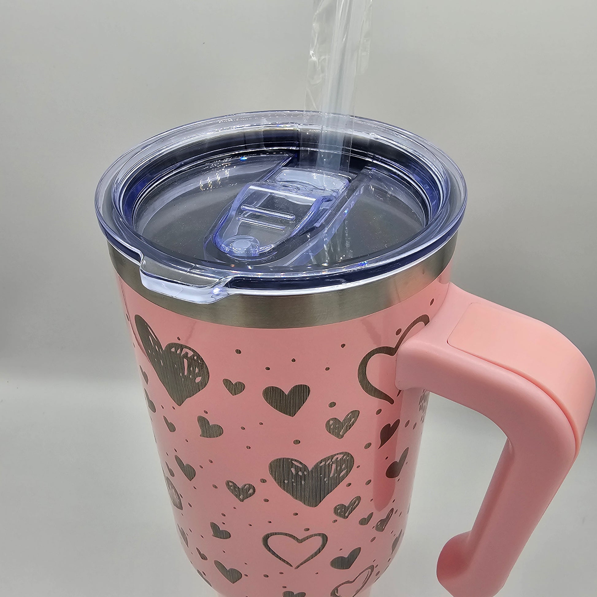 Heart Laser Engraved Tumbler 40oz with straw and closable lid