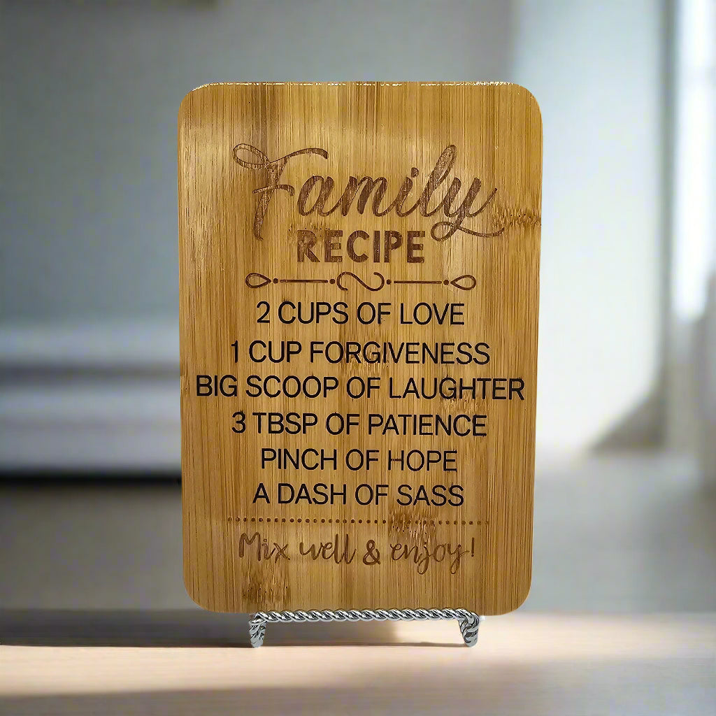 Laser Engraved Wood Sign Family Recipe