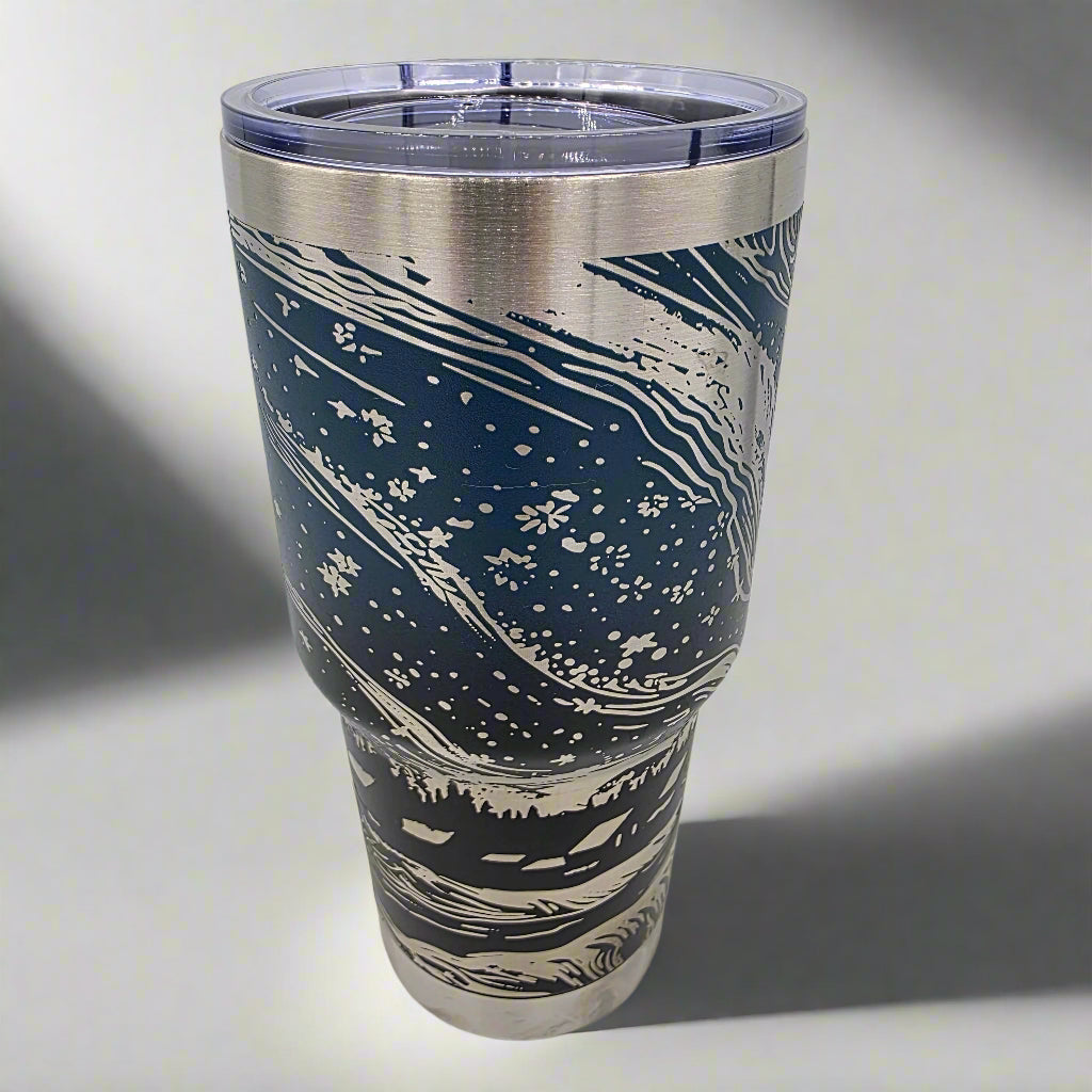 starry night stargazer laser engraved tumbler