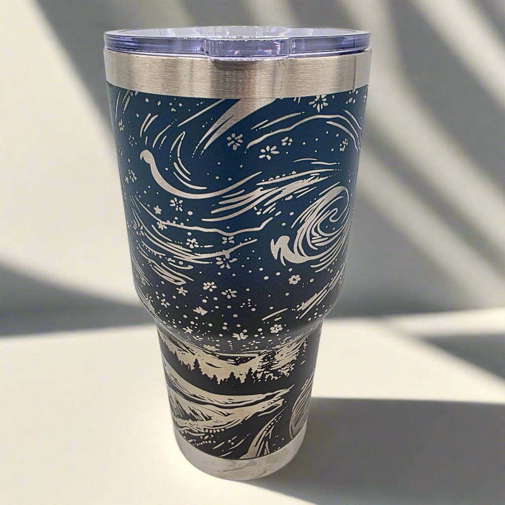 starry night stargazer laser engraved tumbler