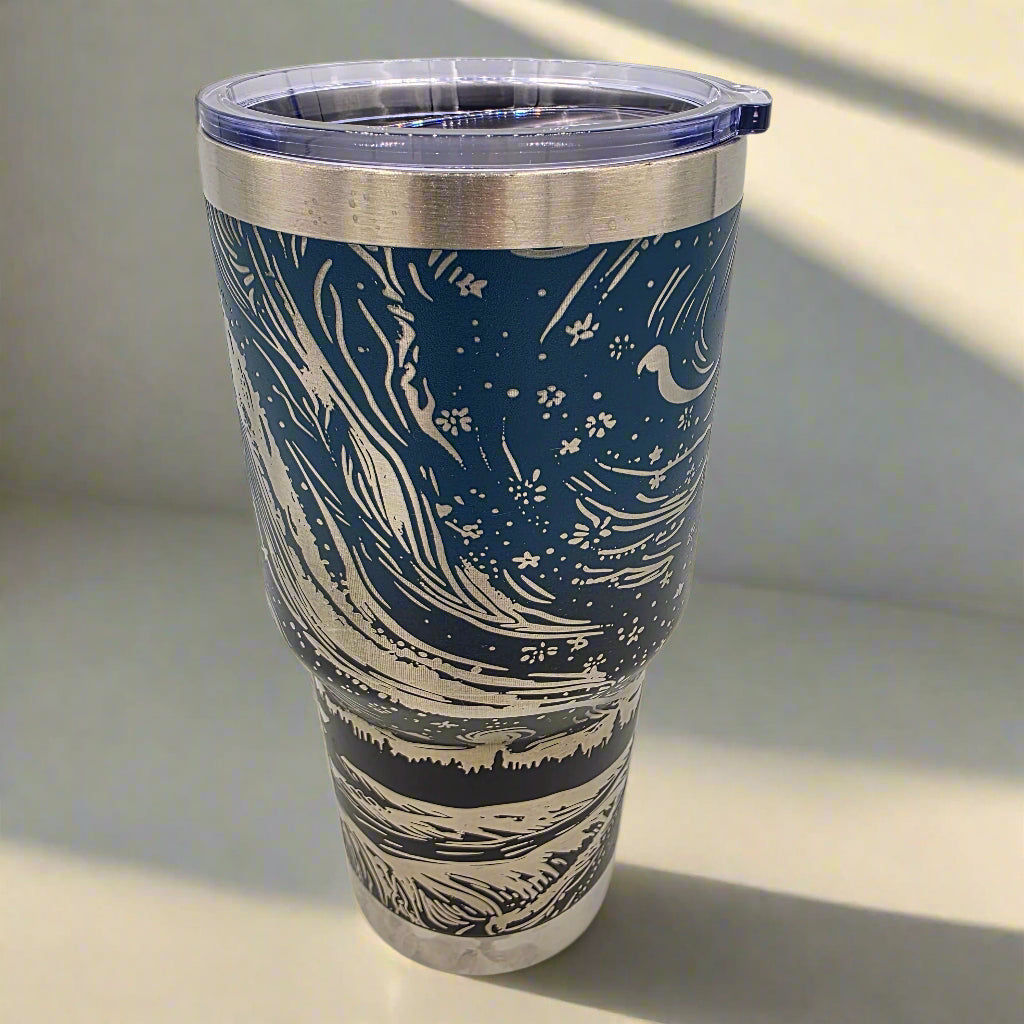 starry night stargazer laser engraved tumbler
